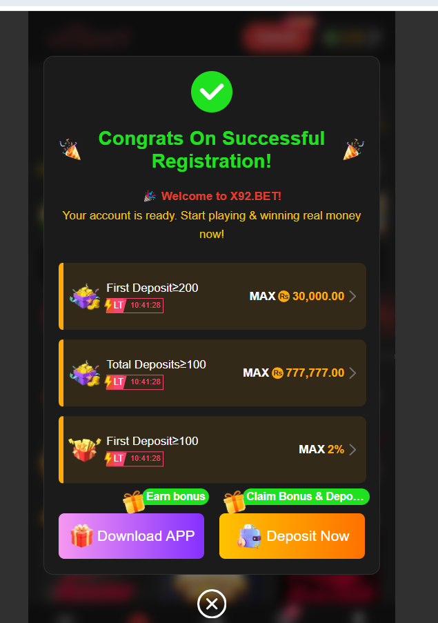 X92 Bet Welcome Bonus